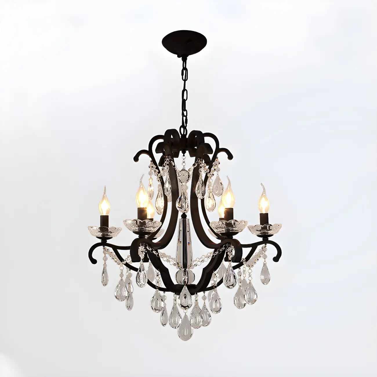 Traditional Black Crystal Candlestick Chandelier Image - 5 | homeyfad