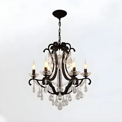 Traditional Black Crystal Candlestick Chandelier Image - 5