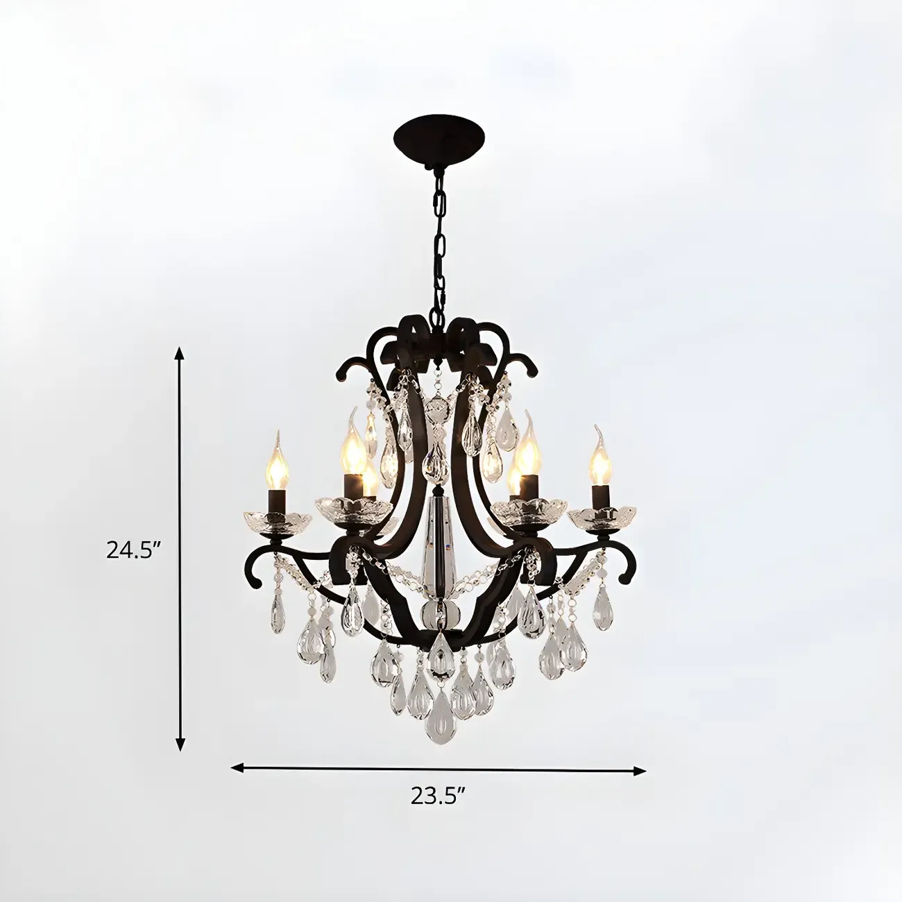 Traditional Black Crystal Candlestick Chandelier Image - 6