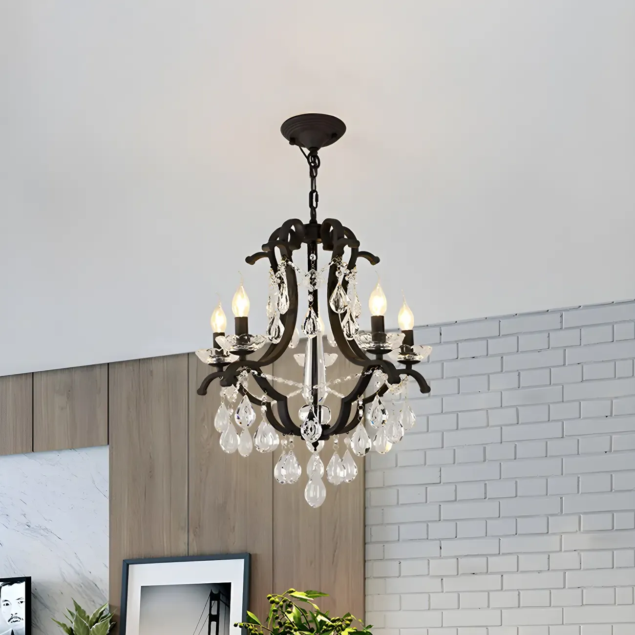 Traditional Black Crystal Candlestick Chandelier Image - 3