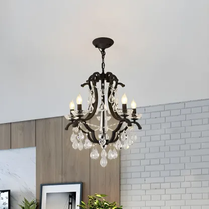 Traditional Black Crystal Candlestick Chandelier Image - 3