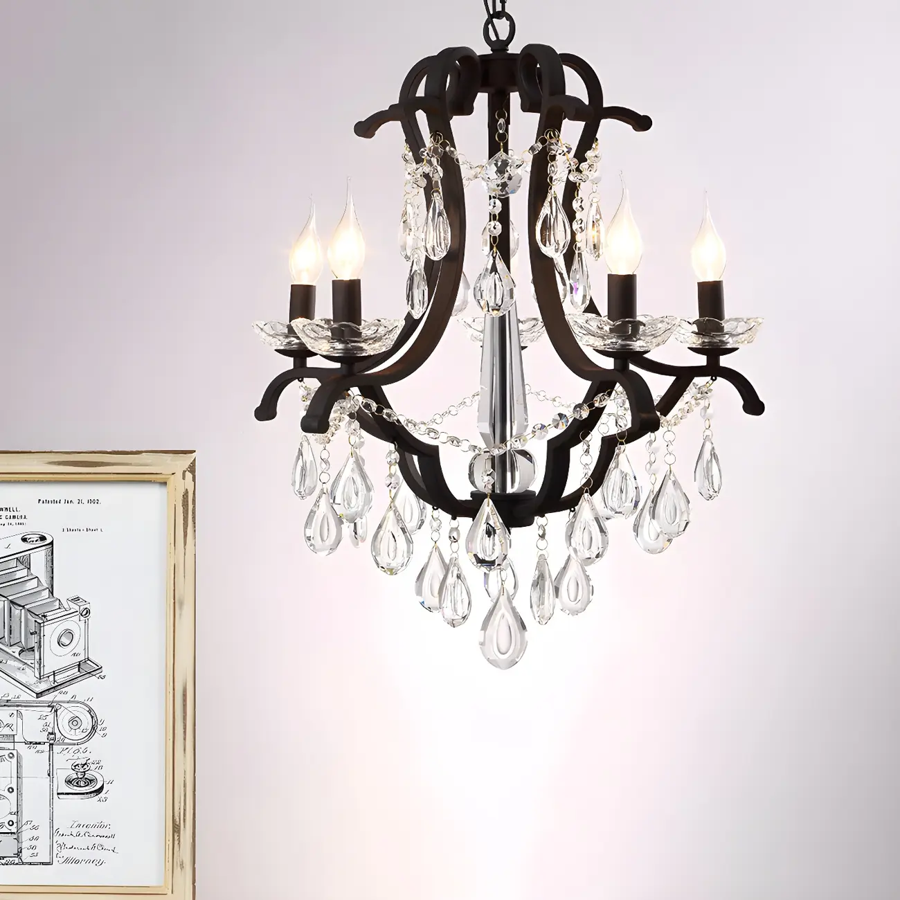 Traditional Black Crystal Candlestick Chandelier Image - 7 | homeyfad