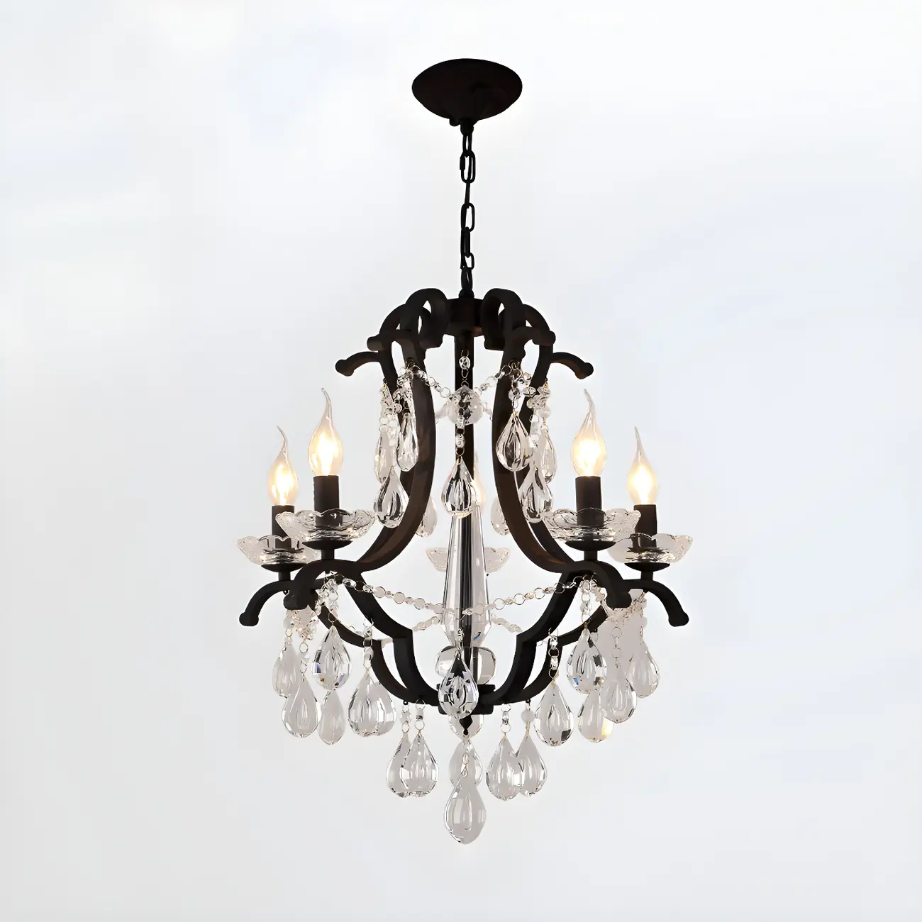 Traditional Black Crystal Candlestick Chandelier Image - 8 | homeyfad