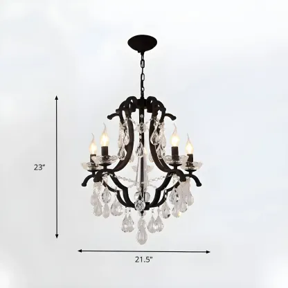 Traditional Black Crystal Candlestick Chandelier Image - 9