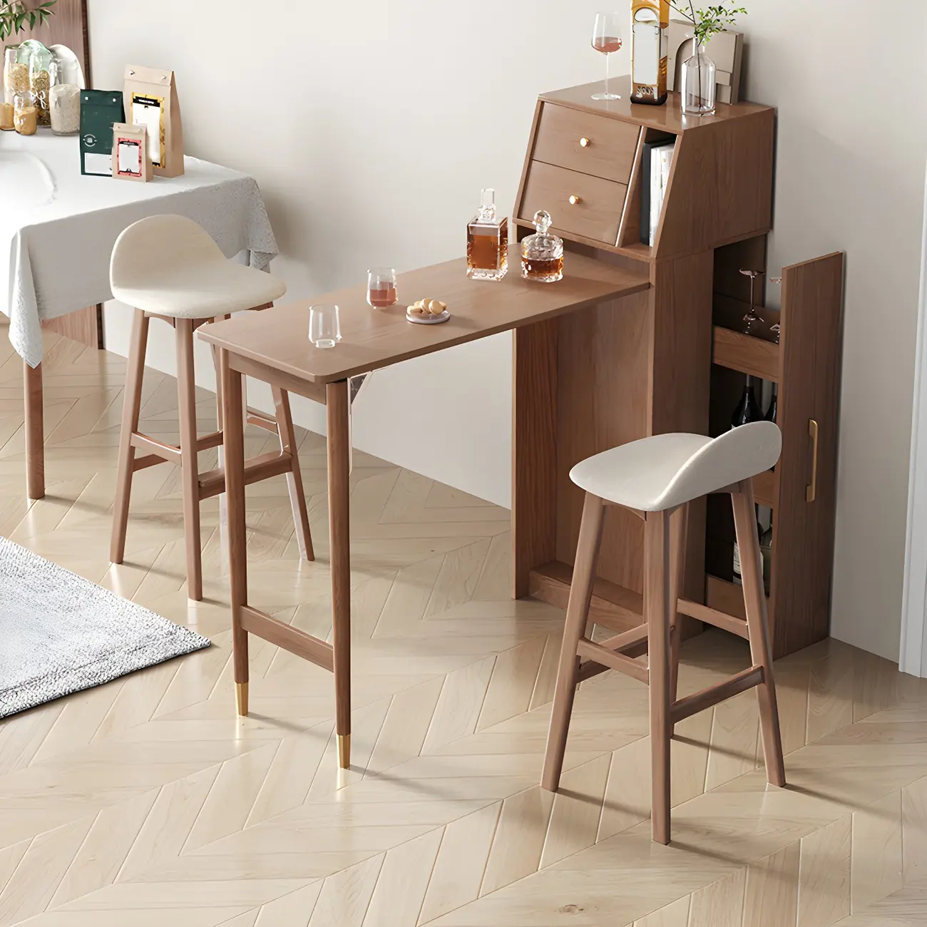 Modern Brown Wood Foldable Durable Storage Bar Tables Image - 1 | homeyfad