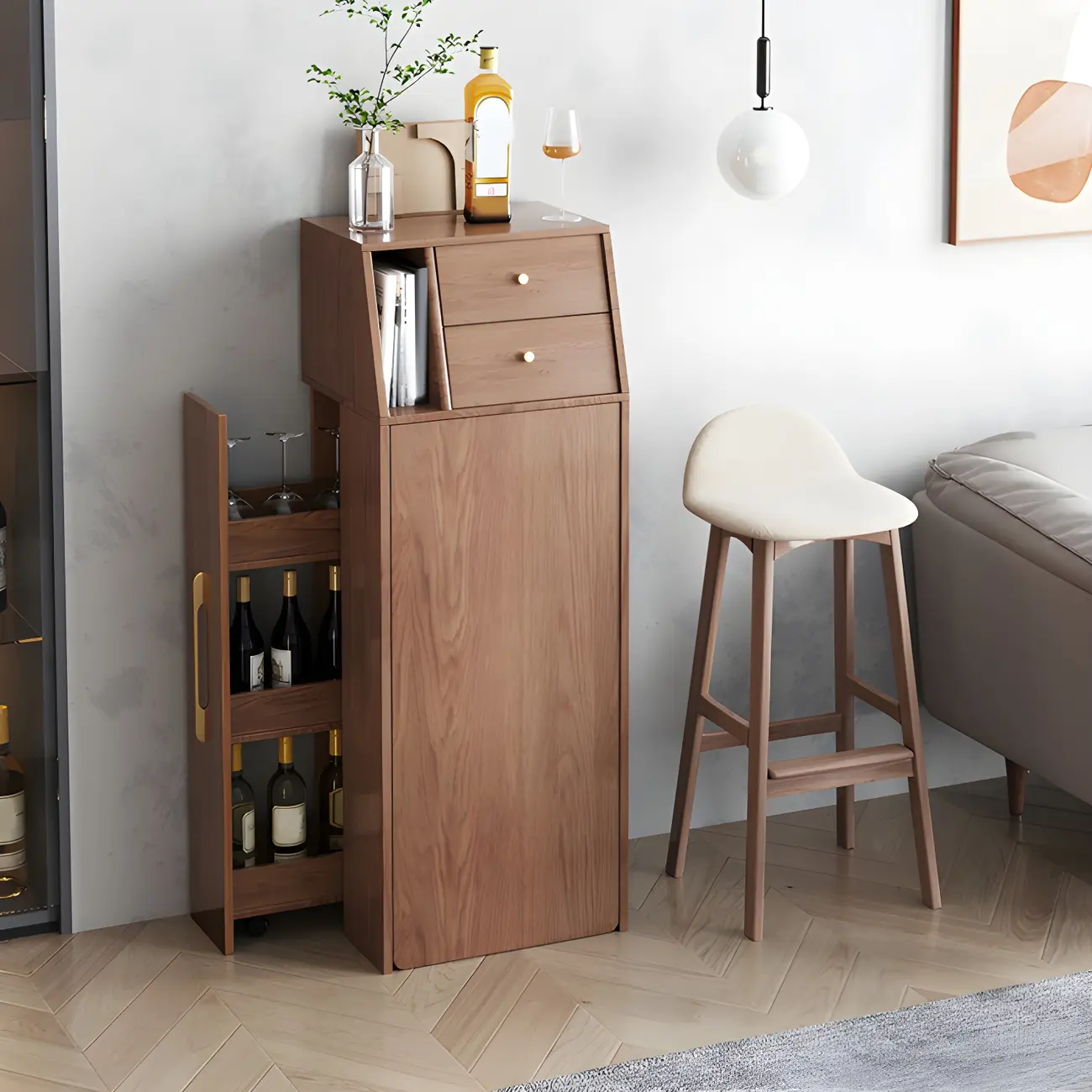Modern Brown Wood Foldable Durable Storage Bar Tables Image - 2 | homeyfad