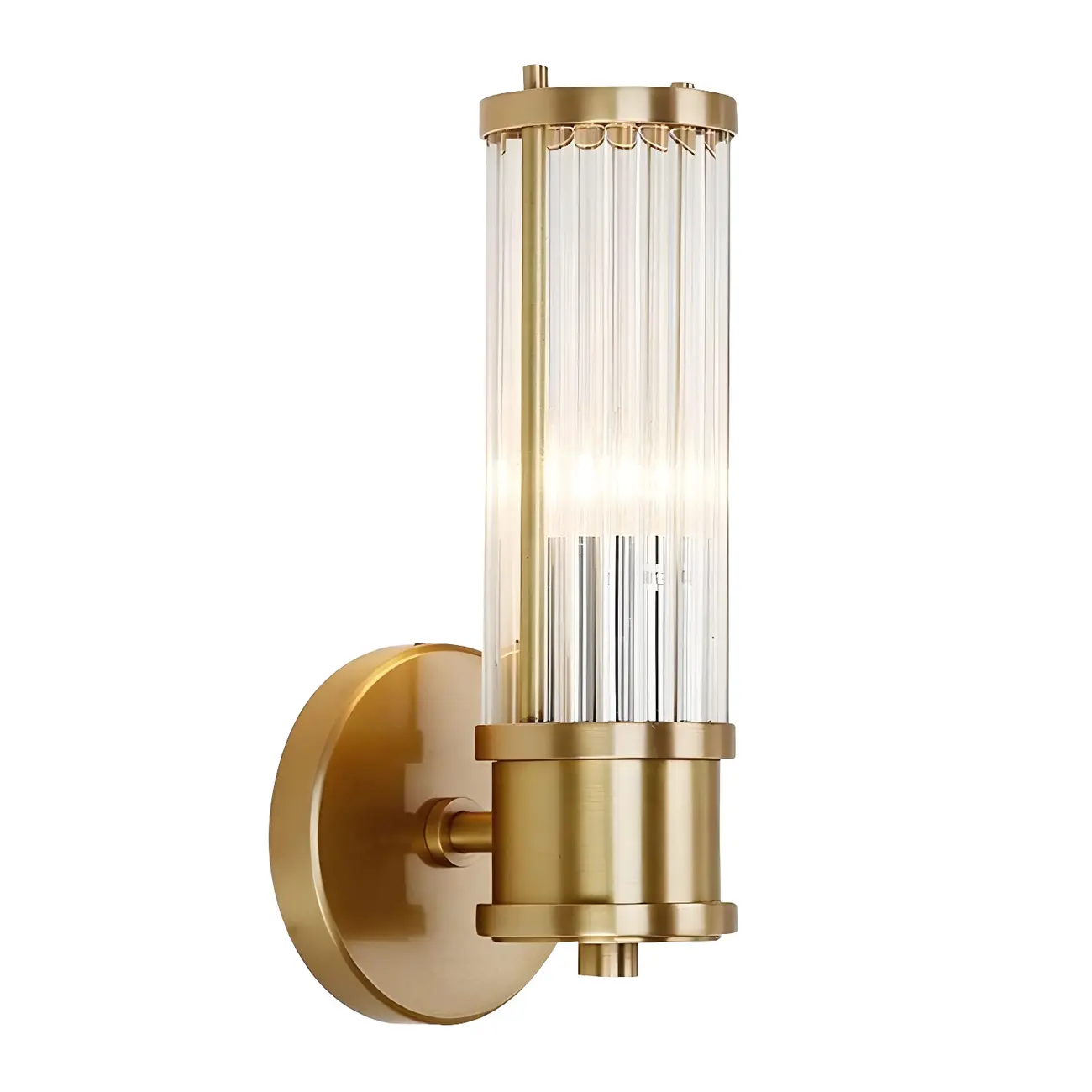 Modern Gold Cylinder Vanity Light with Crystal for Bathroom Use Image - 4 | homeyfad