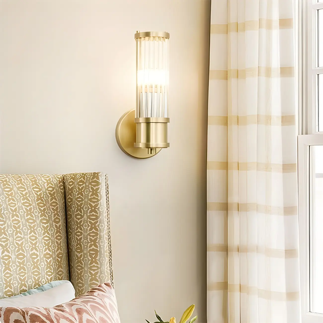 Modern Gold Cylinder Vanity Light with Crystal for Bathroom Use Image - 5 | homeyfad