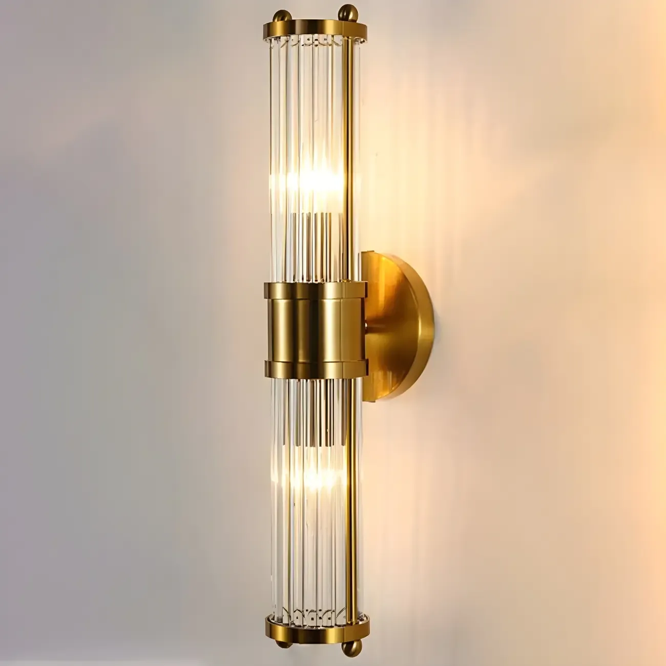 Modern Gold Cylinder Vanity Light with Crystal for Bathroom Use Image - 7