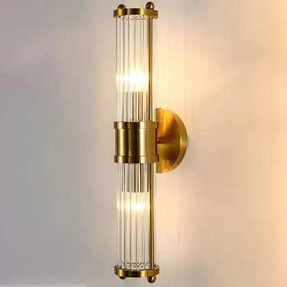 Modern Gold Cylinder Vanity Light with Crystal for Bathroom Use Image - 7