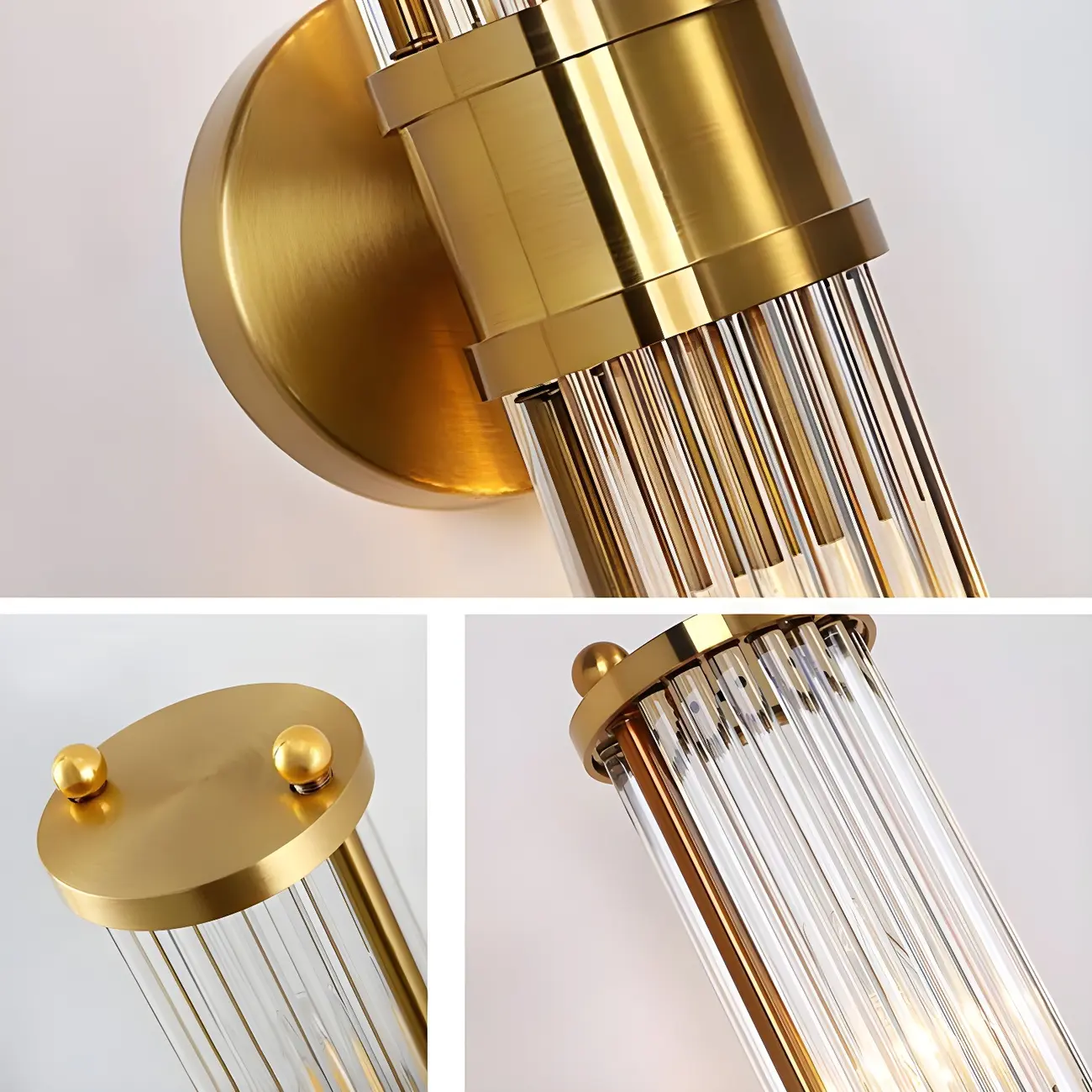 Modern Gold Cylinder Vanity Light with Crystal for Bathroom Use Image - 9 | homeyfad