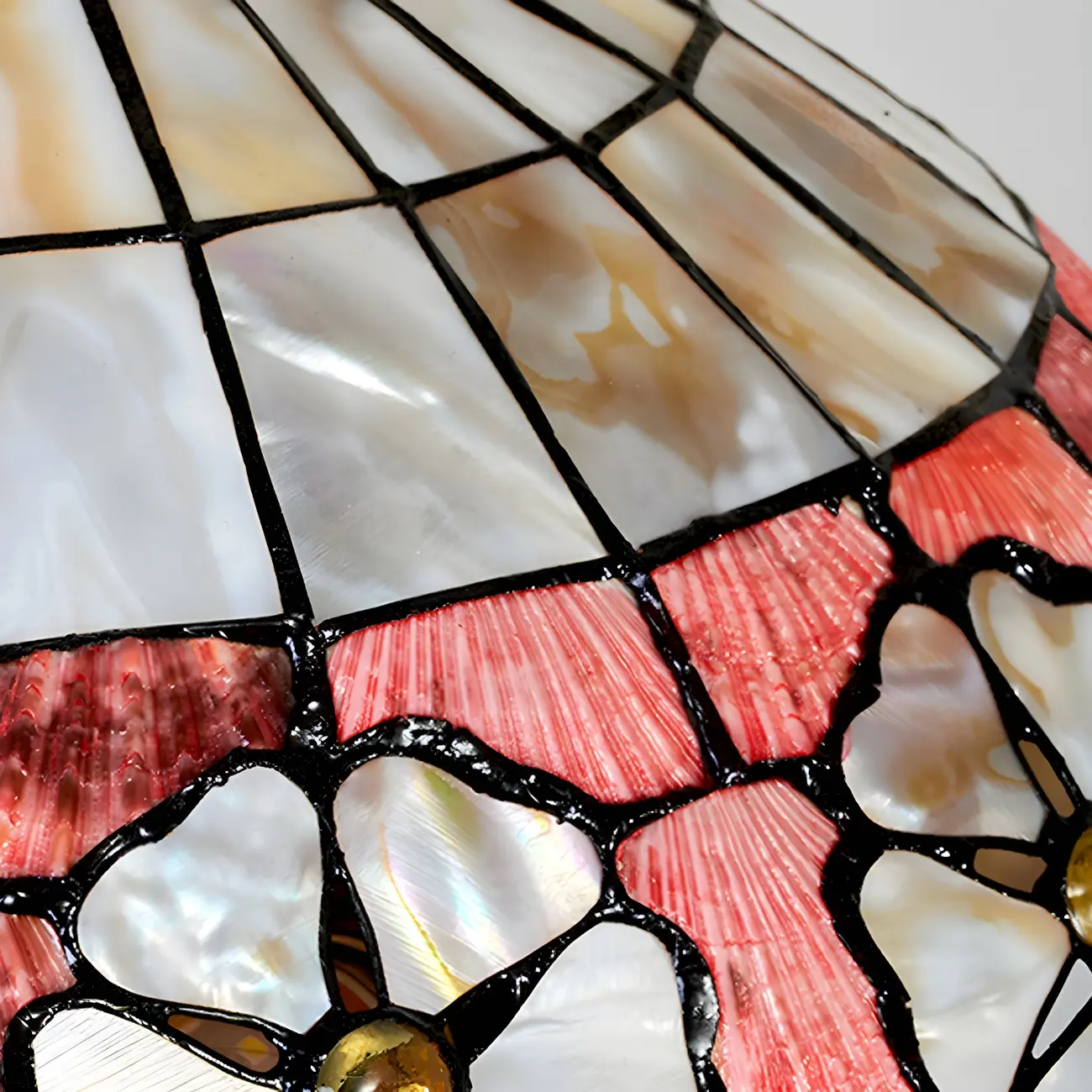 Antique Brass 2-Light Stained Glass Dome-Shape Table Lamp Image - 8 | homeyfad