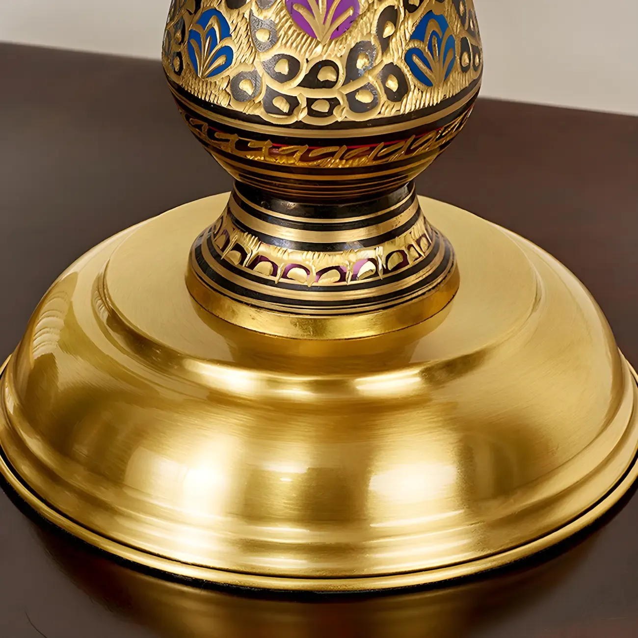 Antique Brass 2-Light Stained Glass Dome-Shape Table Lamp Image - 10