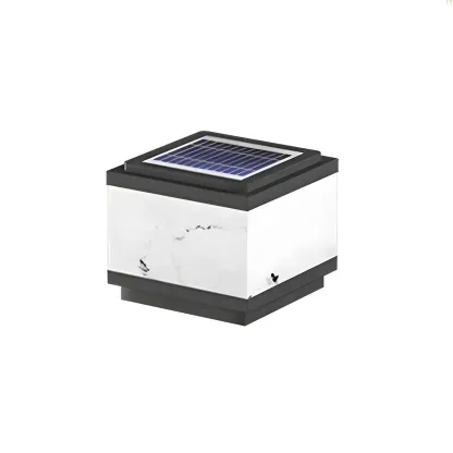 Solar Black White Ambient Post Cap Light Image - 10