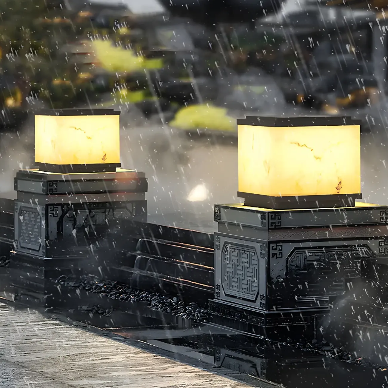 Solar Black White Ambient Post Cap Light Image - 6