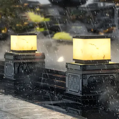 Solar Black White Ambient Post Cap Light Image - 6