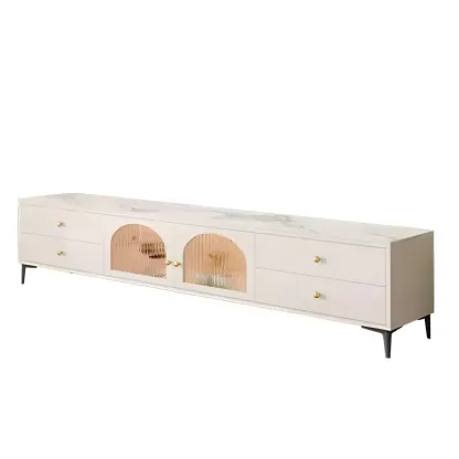 Glam Engineered Wood Juliet Arc TV Stand with Drawers Image - 5