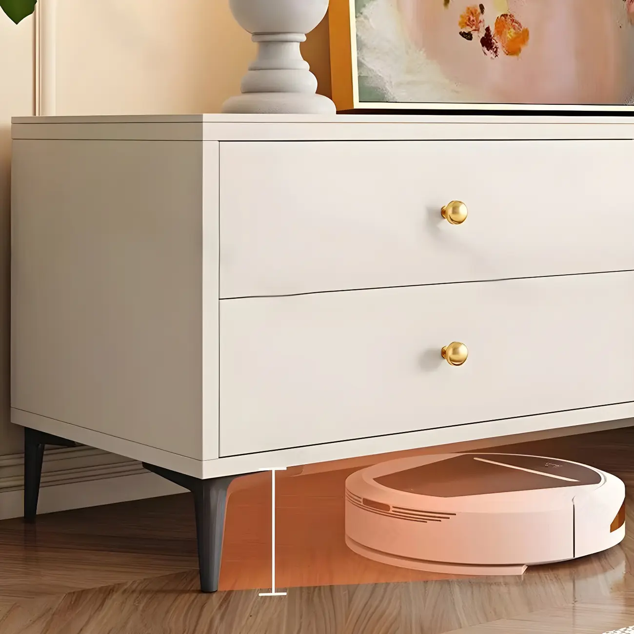 Glam Engineered Wood Juliet Arc TV Stand with Drawers Image - 6 | homeyfad