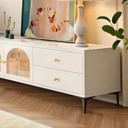 Glam Engineered Wood Juliet Arc TV Stand with Drawers Image - 7