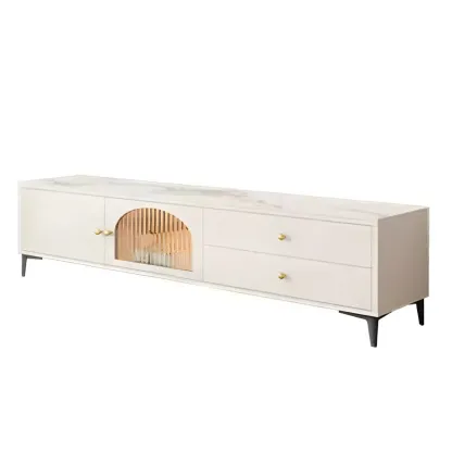 Glam Engineered Wood Juliet Arc TV Stand with Drawers Image - 9