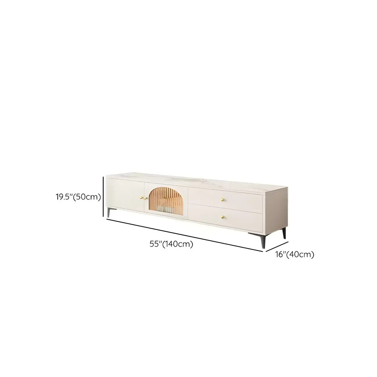 Glam Engineered Wood Juliet Arc TV Stand with Drawers Image - 13