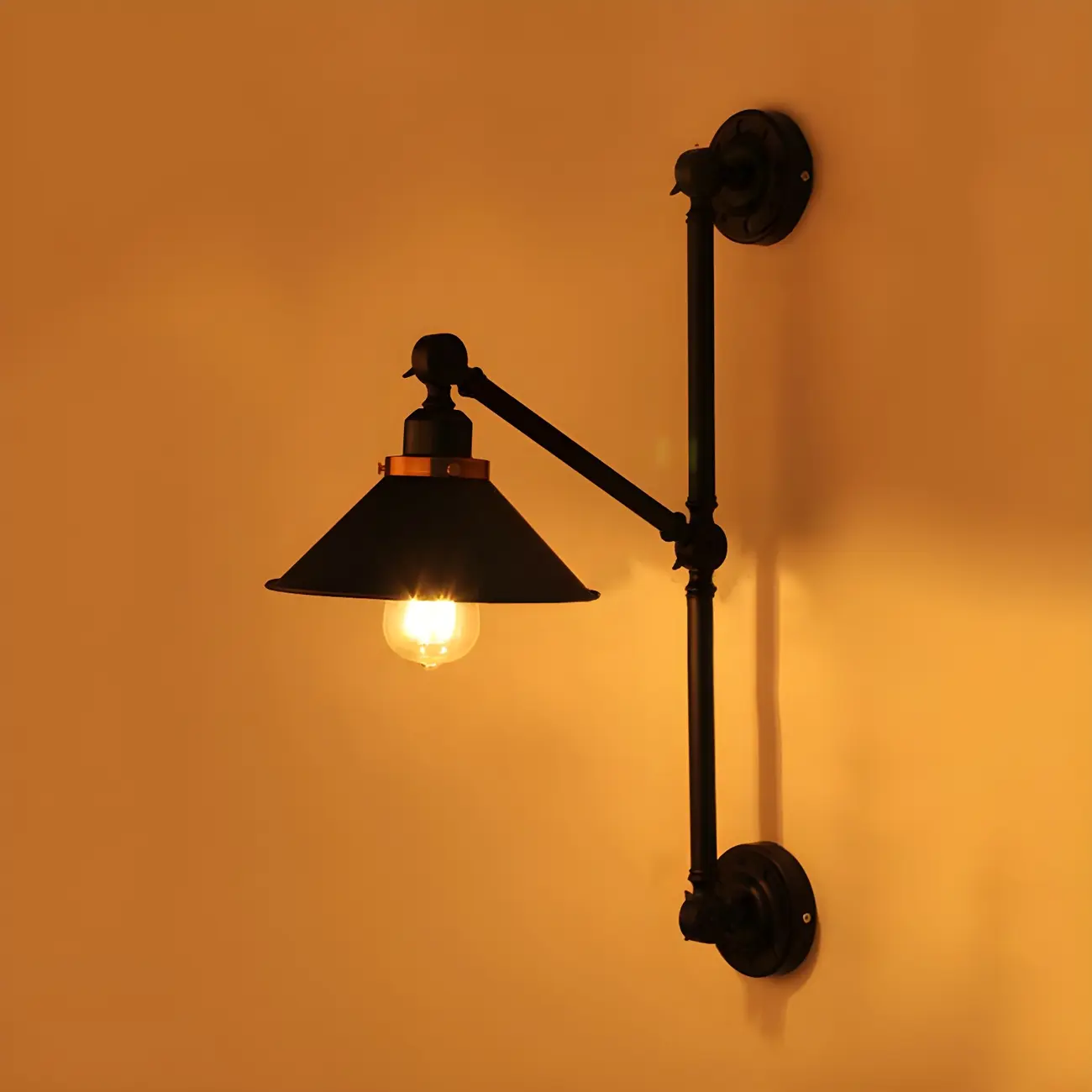 Black Metal Trestle Base Swing Arm Wall Light Image - 1 | homeyfad