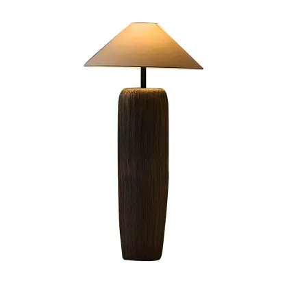 Minimalist Ceramic Fabric Shade Floor Lamp For Living Room Image - 6