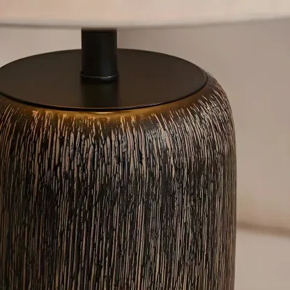 Minimalist Ceramic Fabric Shade Floor Lamp For Living Room Image - 9