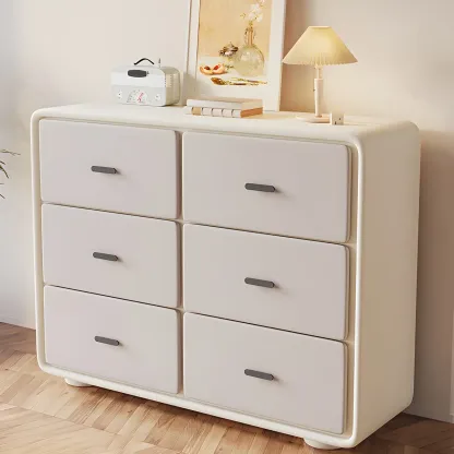 Elegant White Wooden Dresser Chest with 6-Storage Drawers Image - 1