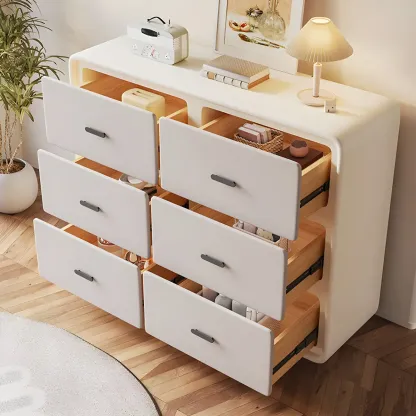 Elegant White Wooden Dresser Chest with 6-Storage Drawers Image - 6