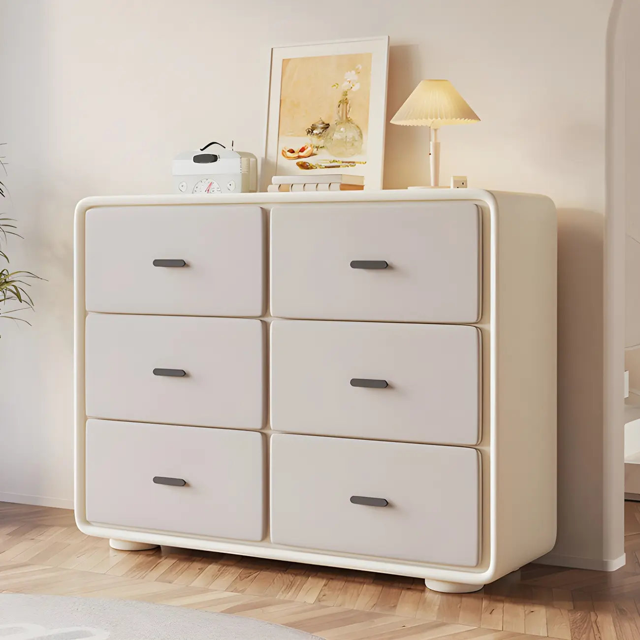 Elegant White Wooden Dresser Chest with 6-Storage Drawers Image - 8 | homeyfad