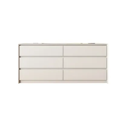 Elegant White Wooden Dresser Chest with 6-Storage Drawers Image - 14