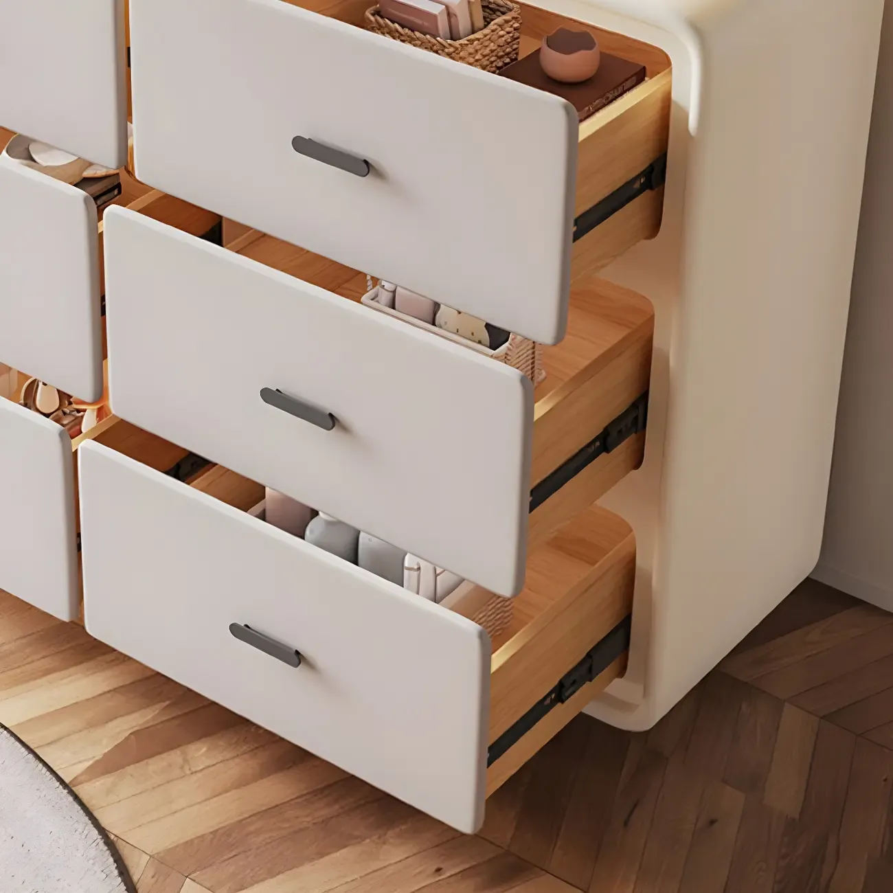 Elegant White Wooden Dresser Chest with 6-Storage Drawers Image - 16