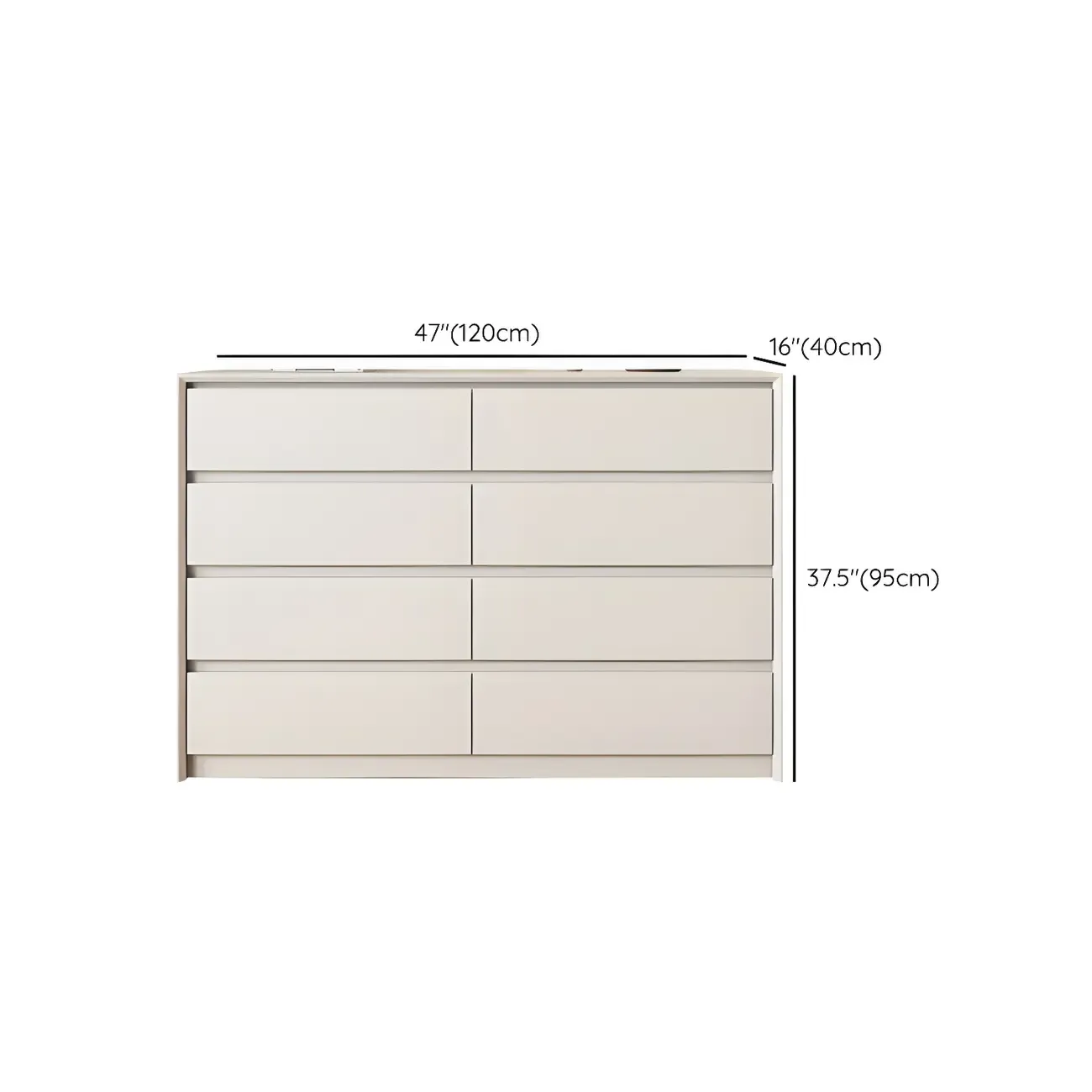Elegant White Wooden Dresser Chest with 6-Storage Drawers #size