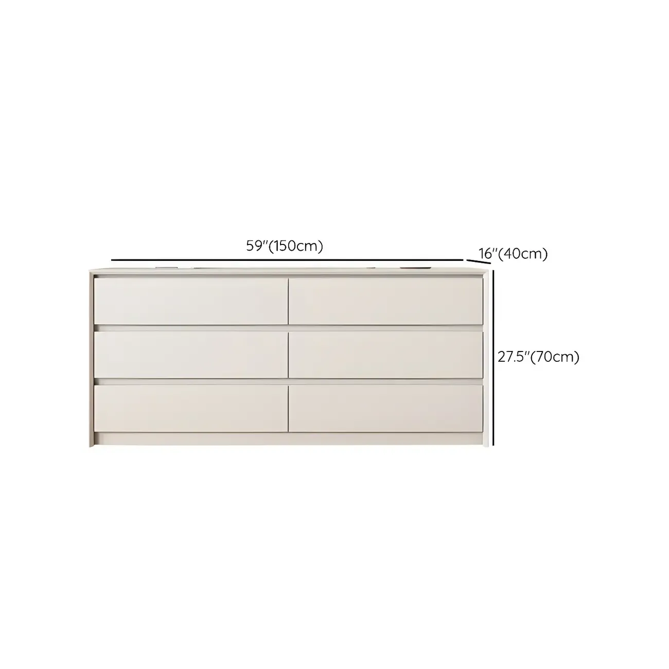 Elegant White Wooden Dresser Chest with 6-Storage Drawers Image - 25