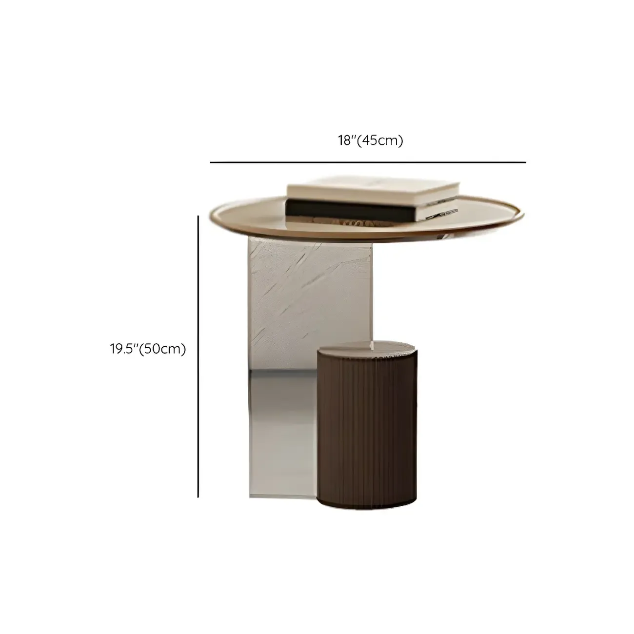 Brown Beige Elegant Round Wood Coffee Table with Storage Image - 14