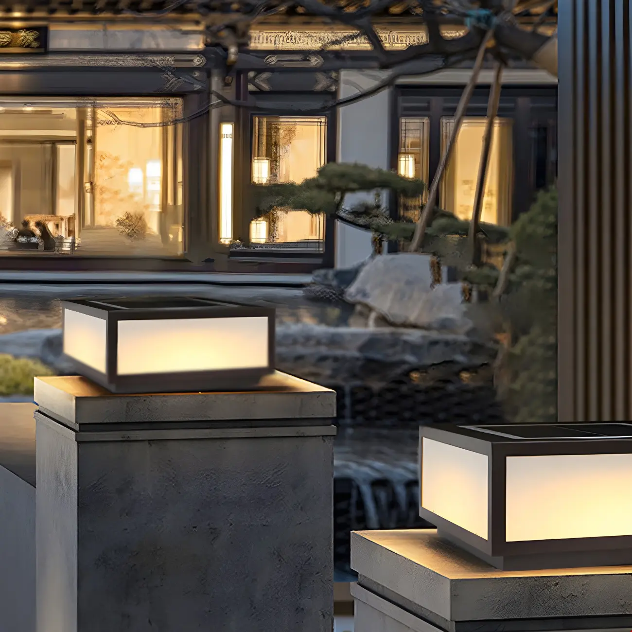 Solar Simple Metal Cubic Post Cap Light Image - 1 | homeyfad