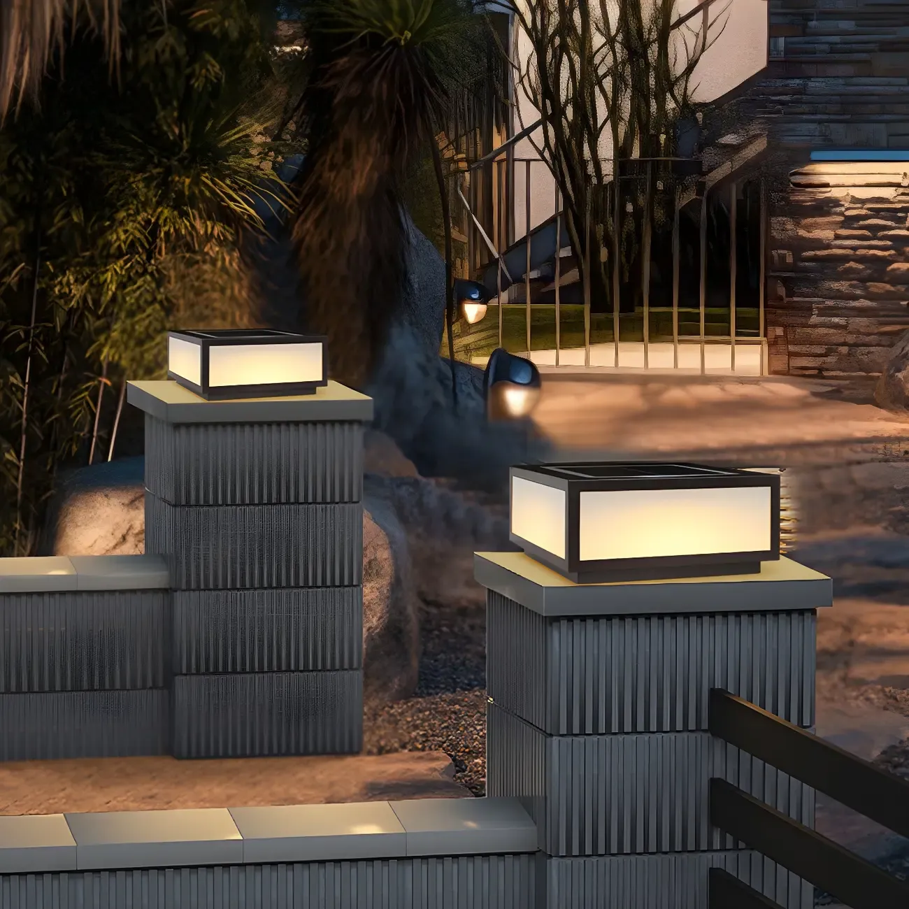 Solar Simple Metal Cubic Post Cap Light Image - 6
