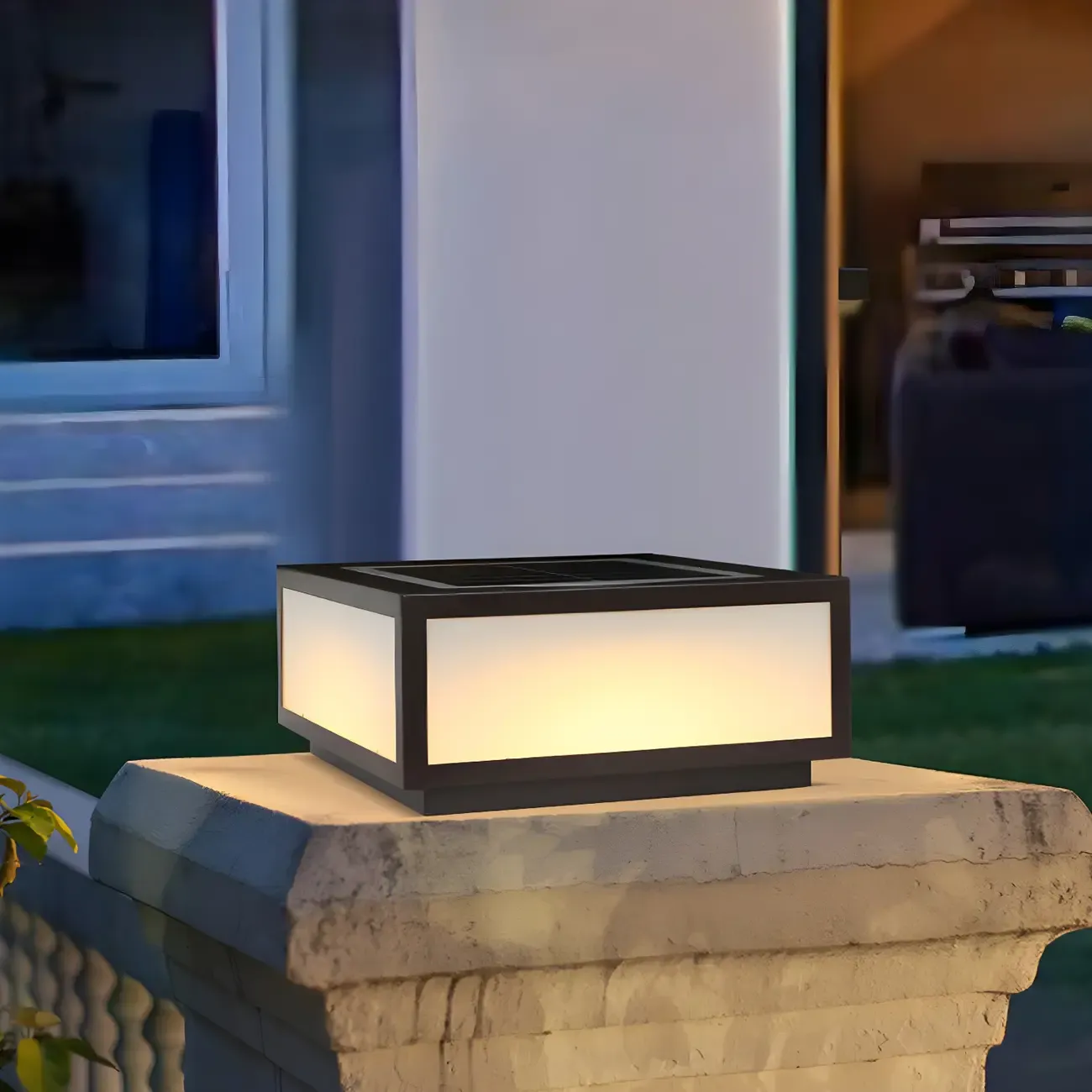 Solar Simple Metal Cubic Post Cap Light Image - 4