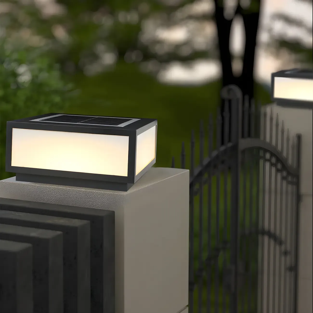 Solar Simple Metal Cubic Post Cap Light Image - 5