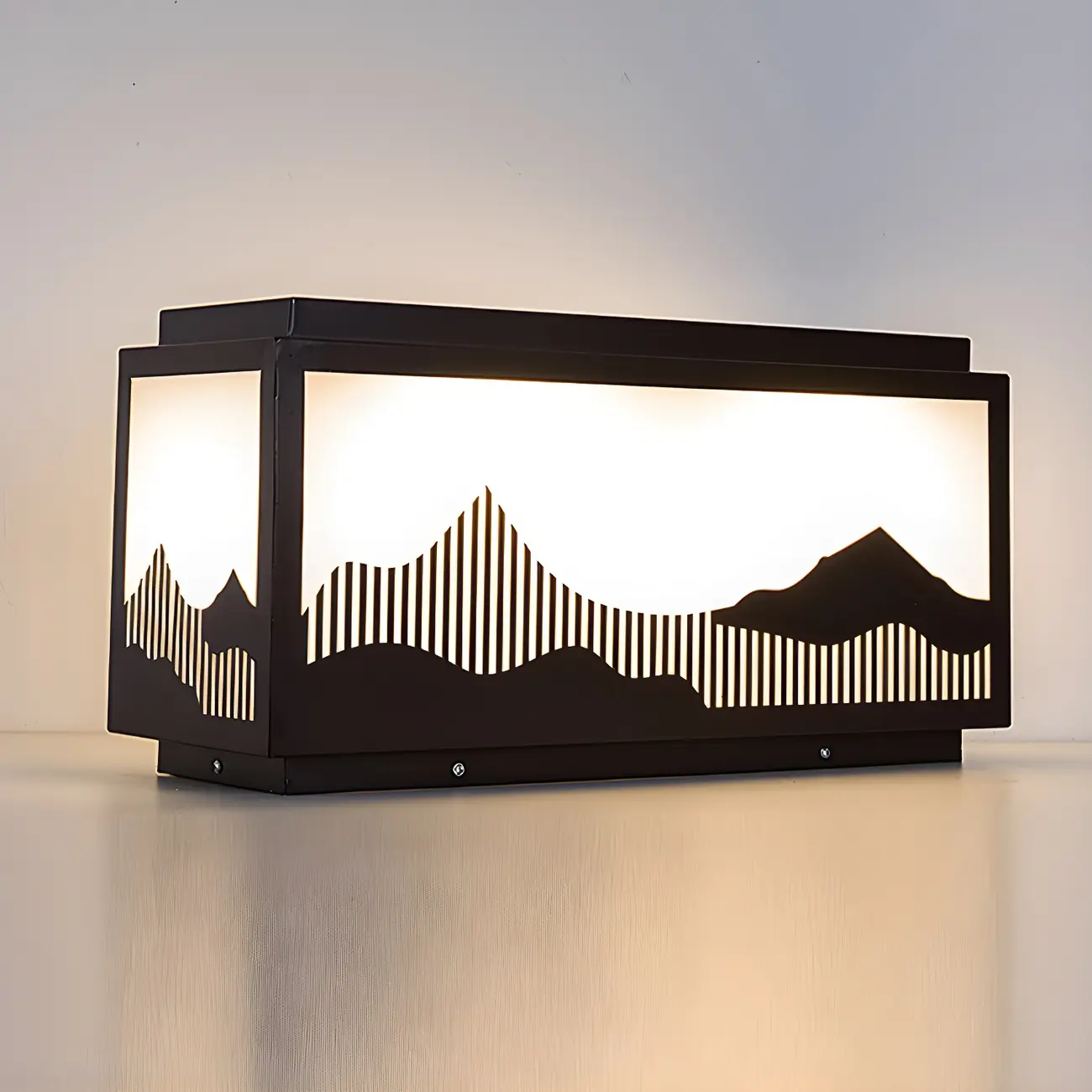 Solar Mountain Outline Shade Rectangle Post Cap Light Image - 2 | homeyfad