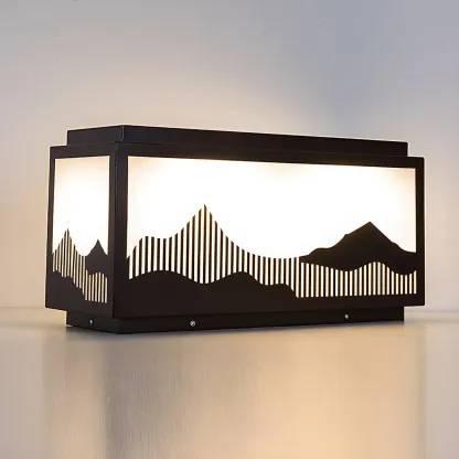 Solar Mountain Outline Shade Rectangle Post Cap Light Image - 2