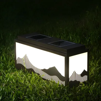 Solar Mountain Outline Shade Rectangle Post Cap Light Image - 3
