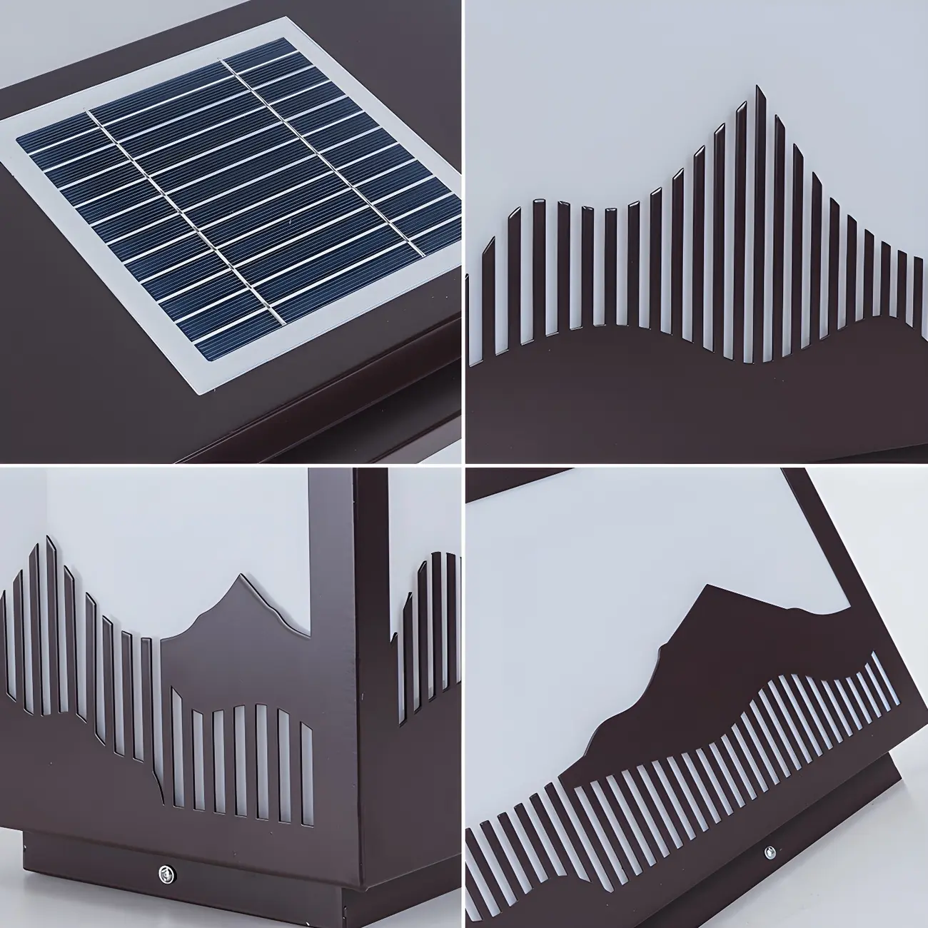 Solar Mountain Outline Shade Rectangle Post Cap Light Image - 5 | homeyfad