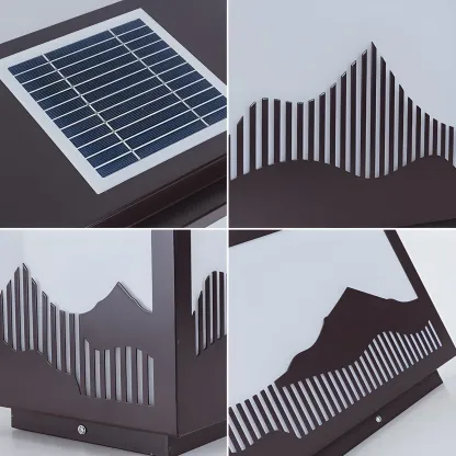 Solar Mountain Outline Shade Rectangle Post Cap Light Image - 5