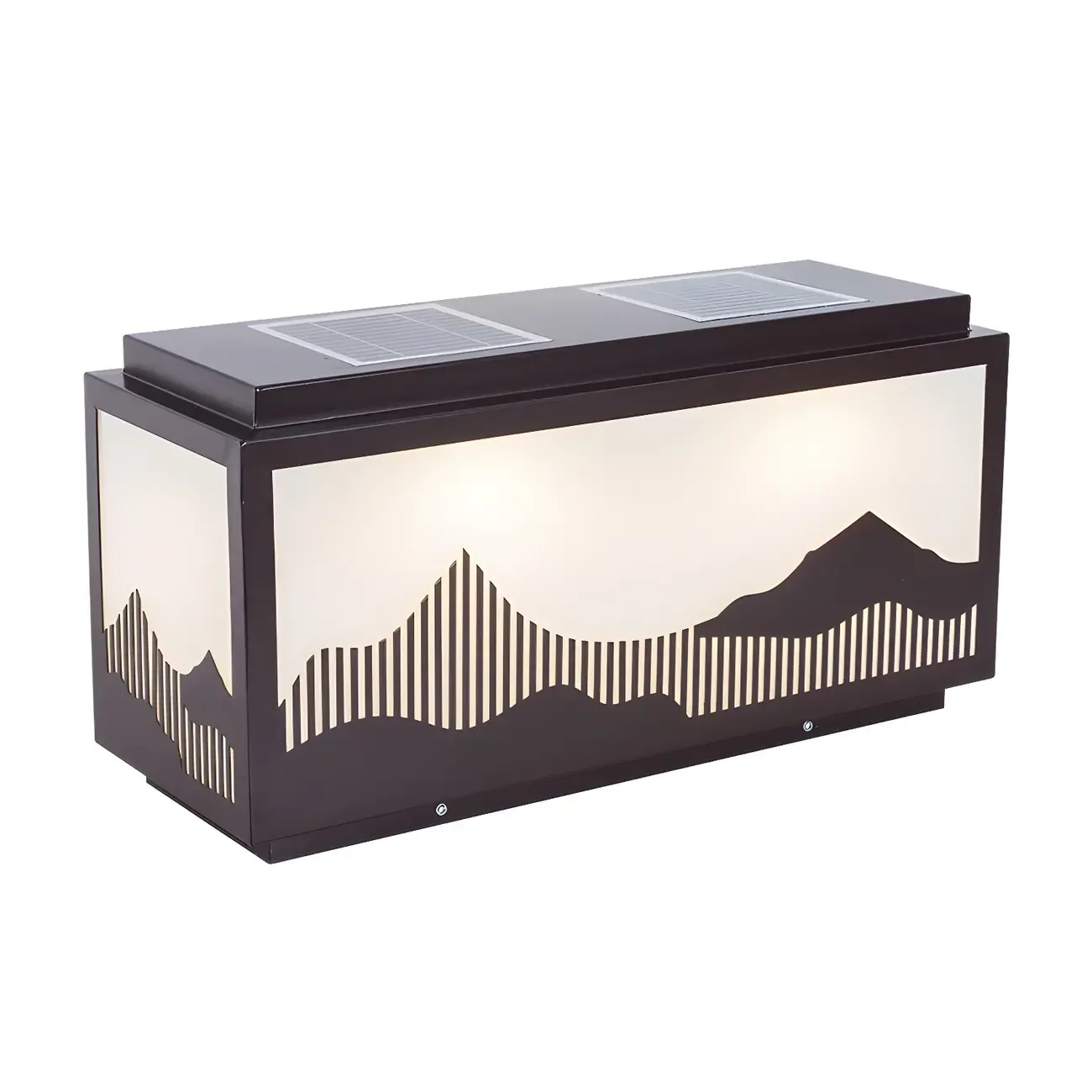 Solar Mountain Outline Shade Rectangle Post Cap Light Image - 6