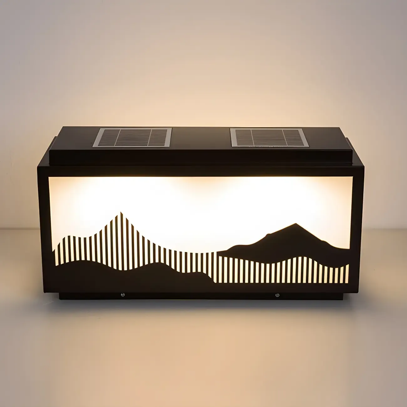 Solar Mountain Outline Shade Rectangle Post Cap Light Image - 7