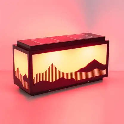 Solar Mountain Outline Shade Rectangle Post Cap Light Image - 8