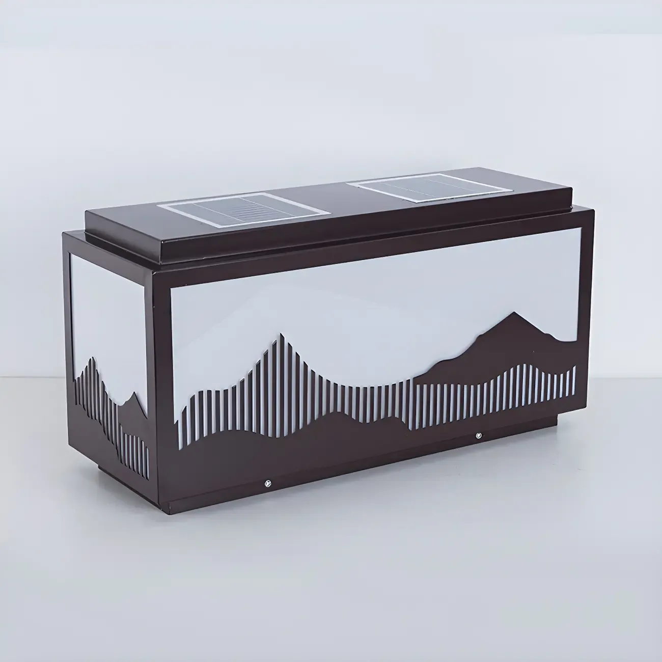 Solar Mountain Outline Shade Rectangle Post Cap Light Image - 9