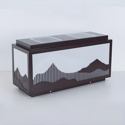 Solar Mountain Outline Shade Rectangle Post Cap Light Image - 9